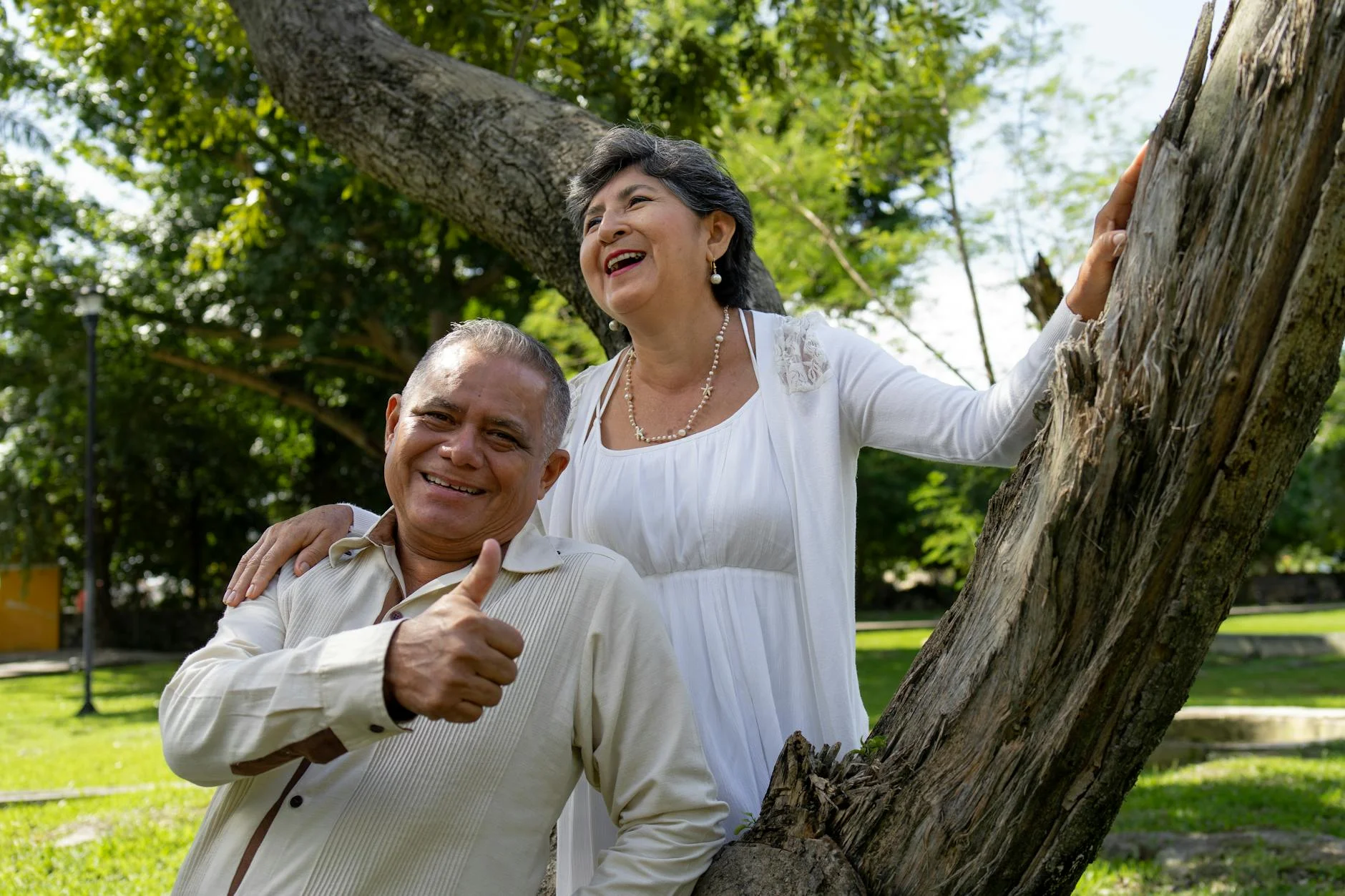 Senior couple on a park bench